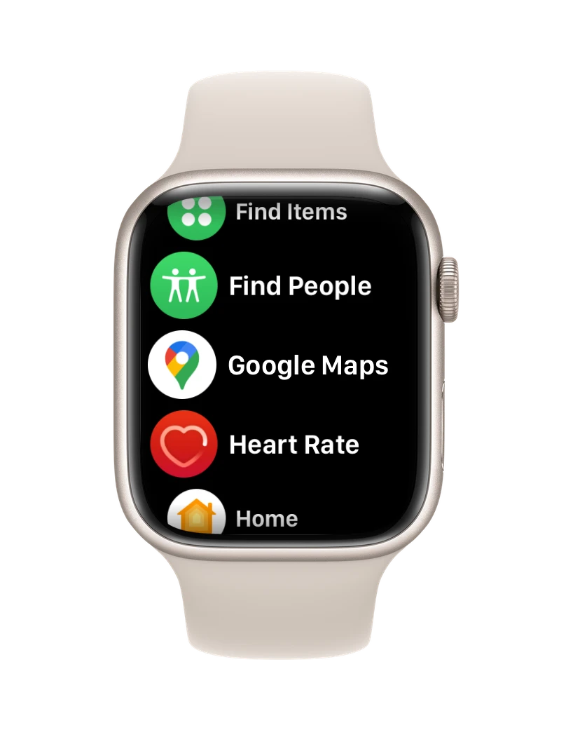 Google Maps on the Apple Watch home screen