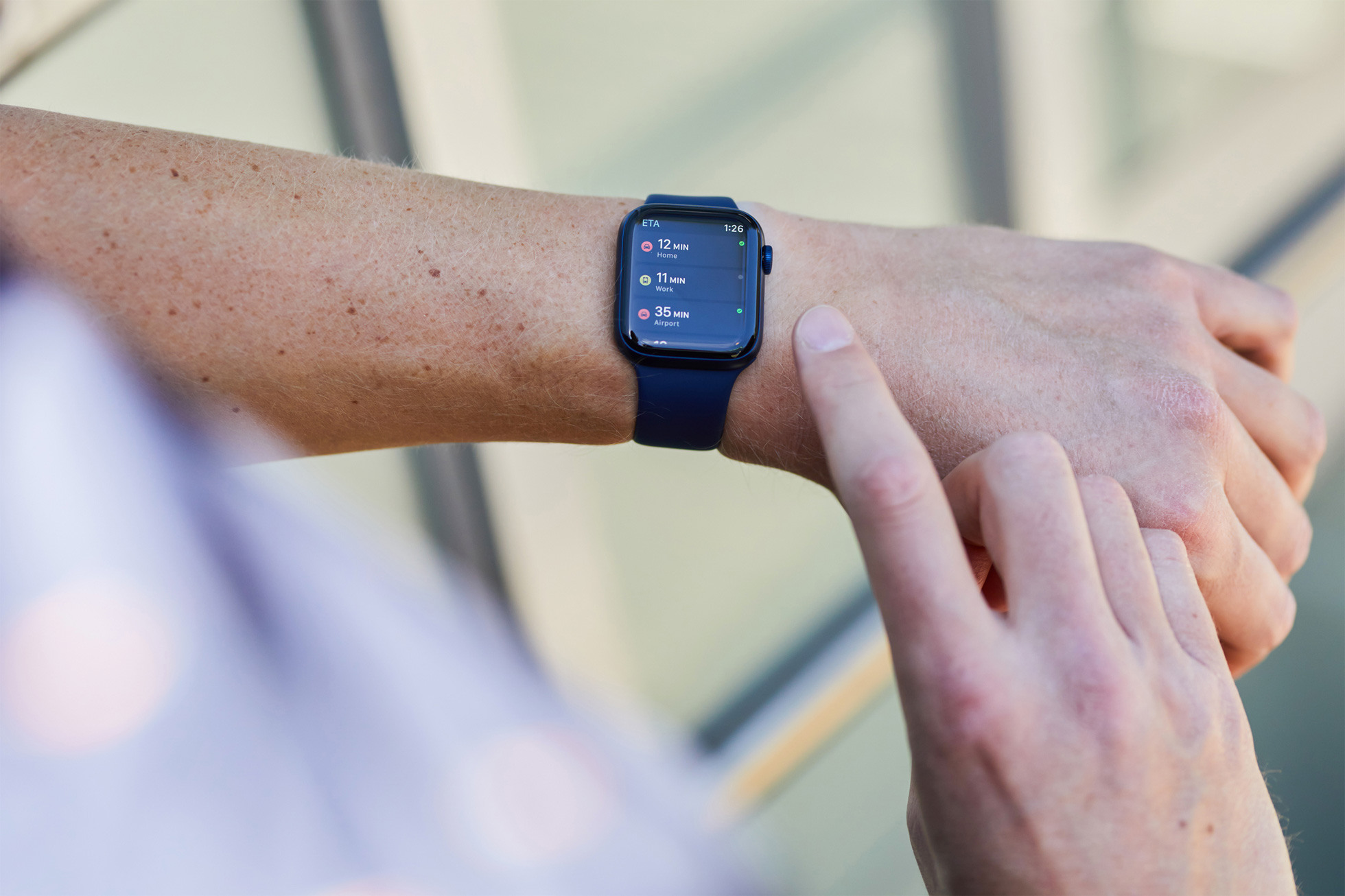 ETA calculates and presents travel time at a glance, keeping users up to date on their estimated time of arrival on Apple Watch and iPhone.