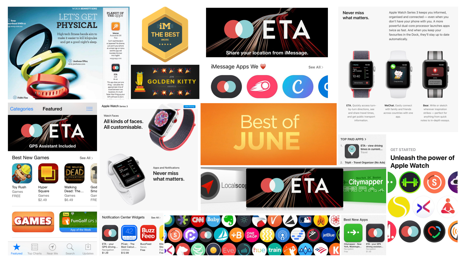 App Store features, awards, press write-ups